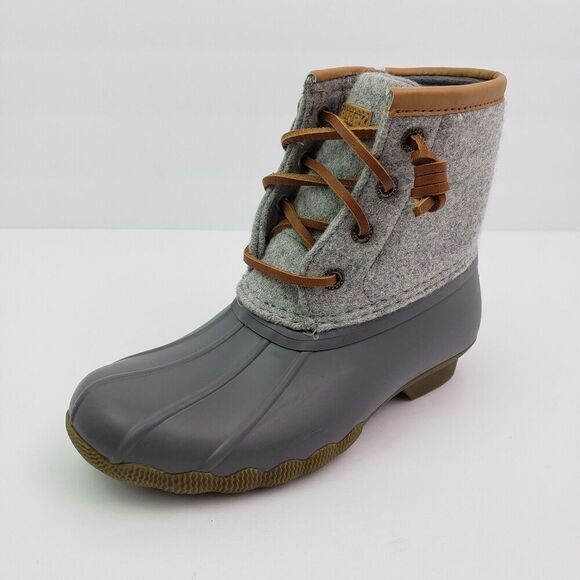 Sperry Top Sider Saltwater Youth Size 1Y Gray Wool Waterproof Duck Boots - Picture 3 of 11